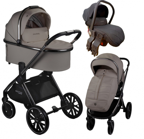 Коляска 3 в 1 Amarobaby Motus Premium Ecco - мокко