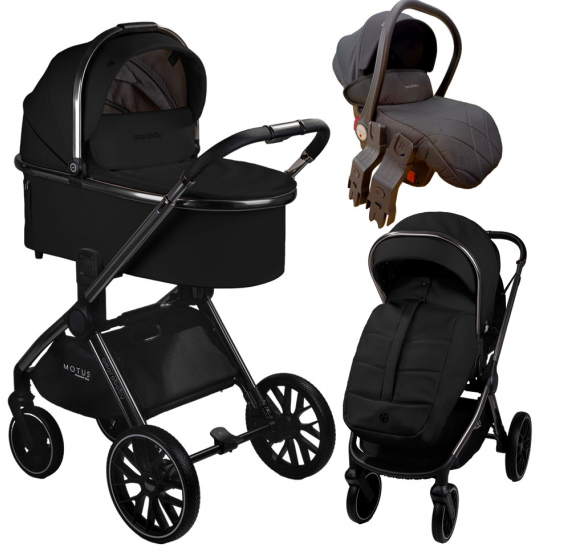 Коляска 3 в 1 Amarobaby Motus Premium Ecco - черный