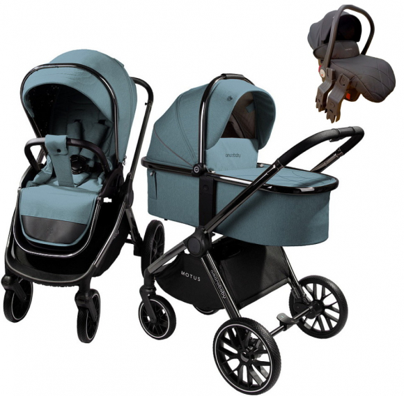 Коляска 3 в 1 Amarobaby MOTUS V2 - Бирюзовый