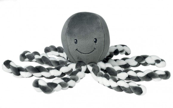 Мягкая игрушка Nattou Soft Toy Octopus Осьминог - 878739 Anthracite/White