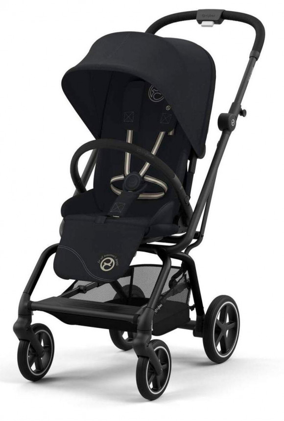 Прогулочная коляска Cybex Eezy S Twist Plus 2 - BLK Magic Black с дождевиком и бампером