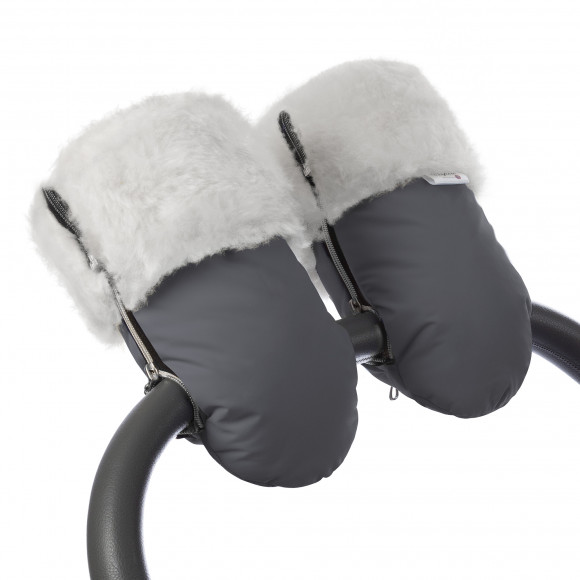 Муфта-рукавички для коляски Esspero Double White (Натуральная шерсть) - Grey