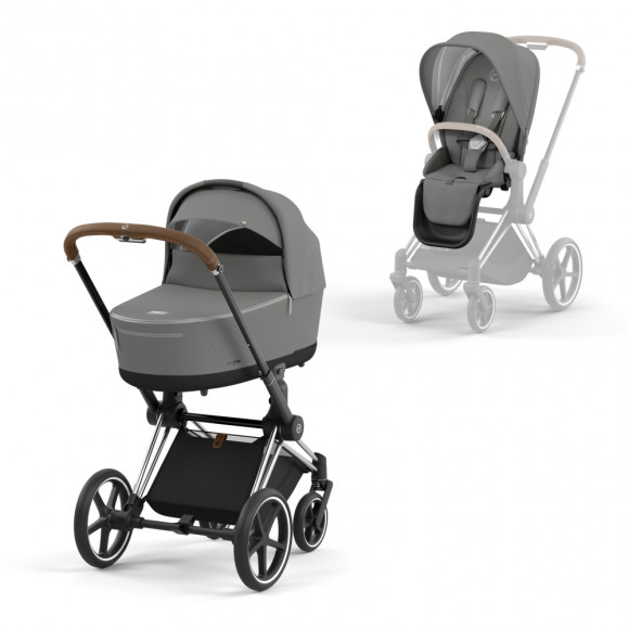 Коляска 2 в 1 Cybex Priam IV (шасси Chrome Brown) - Soho Grey