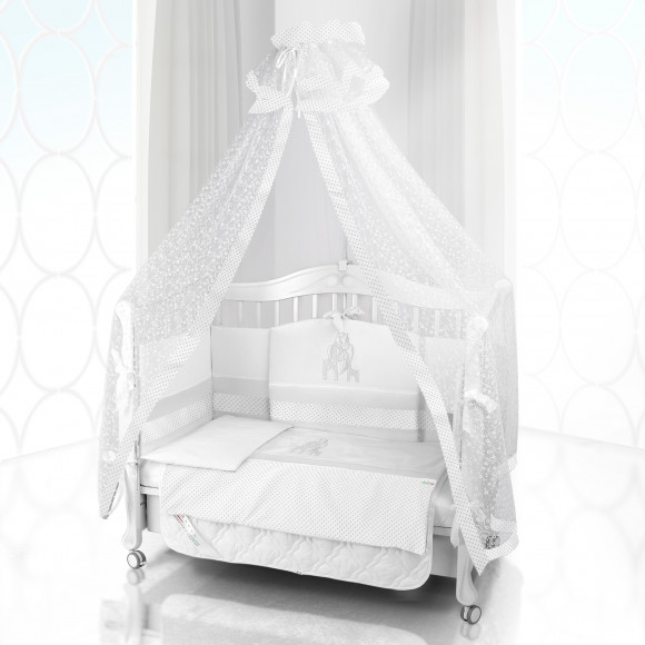 Набор в кроватку Beatrice Bambini - комплект белья Unico + балдахин Di Fiore - Punto Di Giraffa (120х60) bianco grigio