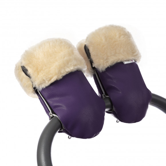 Муфта-рукавички для коляски Esspero Double Leatherette (Натуральная шерсть) - Aubergin