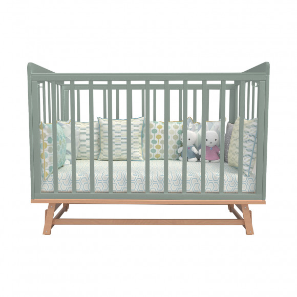 Детская кроватка Indigo FLORA 6в1 (маятник) - шалфей-бук