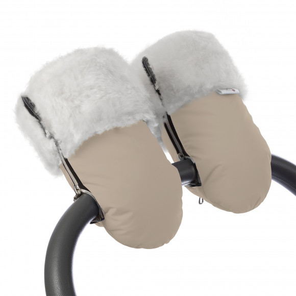 Муфта-рукавички для коляски Esspero Double White (Натуральная шерсть) - Beige