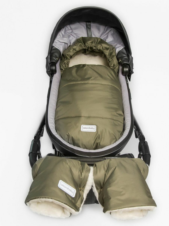 Конверт зимний меховой AMAROBABY Snowy Baby, 85 см - Хаки