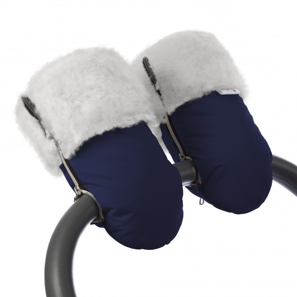 Муфта-рукавички для коляски Esspero Double White (Натуральная шерсть) - Navy