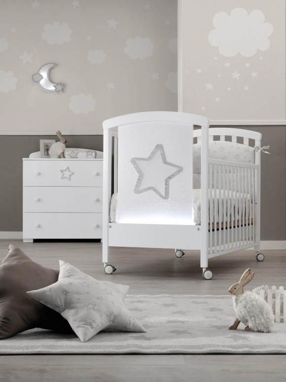 Детская кроватка Erbesi Star LED - Белый