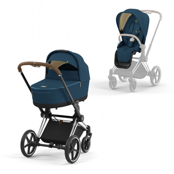 Коляска 2 в 1 Cybex Priam IV (шасси Chrome Brown) - Mountain Blue
