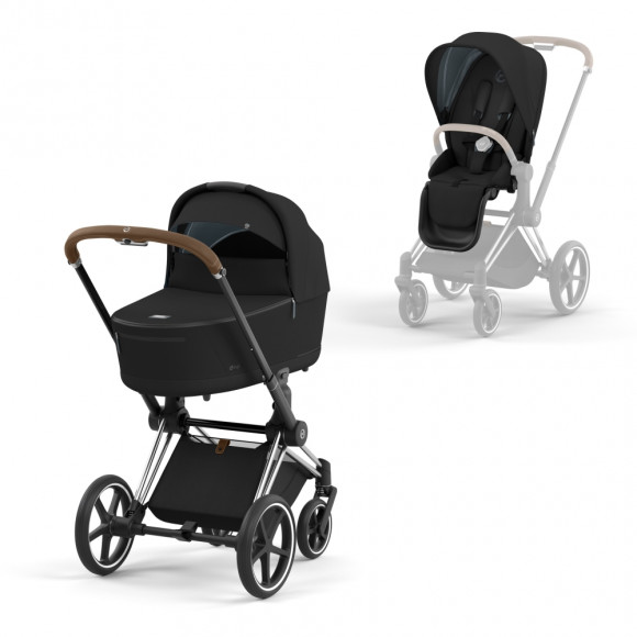 Коляска 2 в 1 Cybex Priam IV (шасси Chrome Brown) - Deep Black