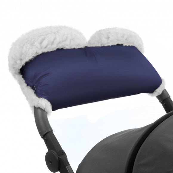 Муфта для рук на коляску Esspero Soft Fur Lux (Натуральная шерсть) - Navy