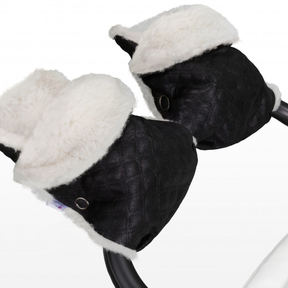 Муфта - рукавички для коляски Esspero Karolina (100% овечья шерсть) - Black