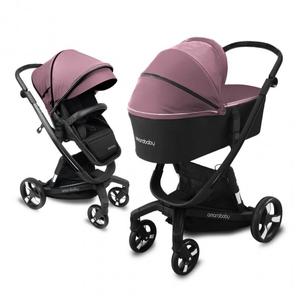 Коляска 2 в 1 Amarobaby Tutum с Auto Brake - Розовый