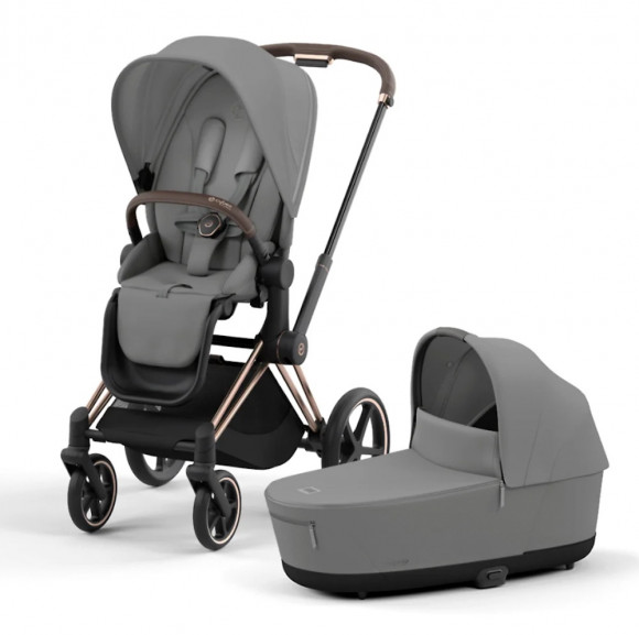 Коляска 2 в 1 Cybex Priam IV (шасси Rosegold) - Mirage Grey