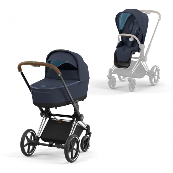 Коляска 2 в 1 Cybex Priam IV (шасси Chrome Brown) - Nautical Blue