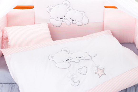 Комплект постельного белья Lepre Sweet Bears 6 предметов (125*65) - 22 розовый в полоску