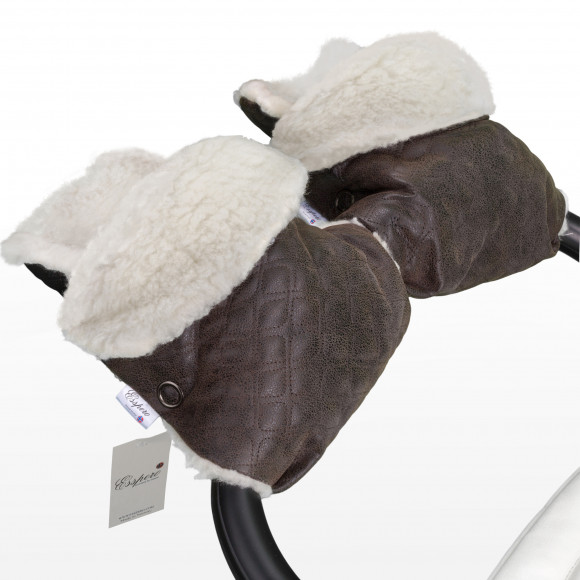 Муфта - рукавички для коляски Esspero Karolina (100% овечья шерсть) - Brown