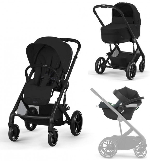 Коляска 3 в 1 Cybex Balios S Lux BLK - Moon Black с дождевиками