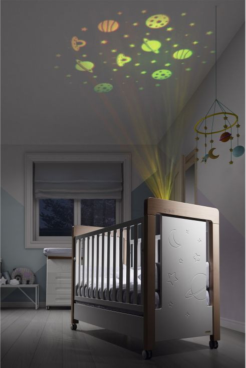 Кроватка Micuna Magic Mum Relax с LED-подсветкой 120x60  - Waterwood/White