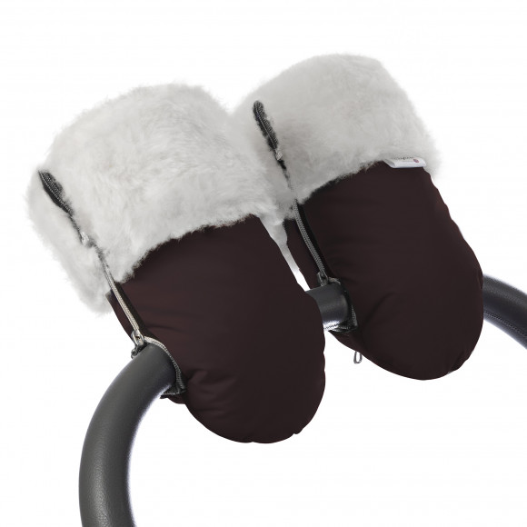 Муфта-рукавички для коляски Esspero Double White (Натуральная шерсть) - Chocolate