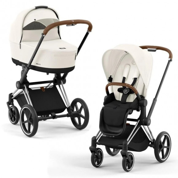 Коляска 2 в 1 Cybex Priam IV (шасси Chrome Brown) - Off White