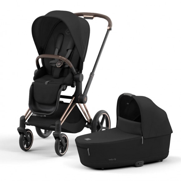 Коляска 2 в 1 Cybex Priam IV (шасси Rosegold) - Sepia Black